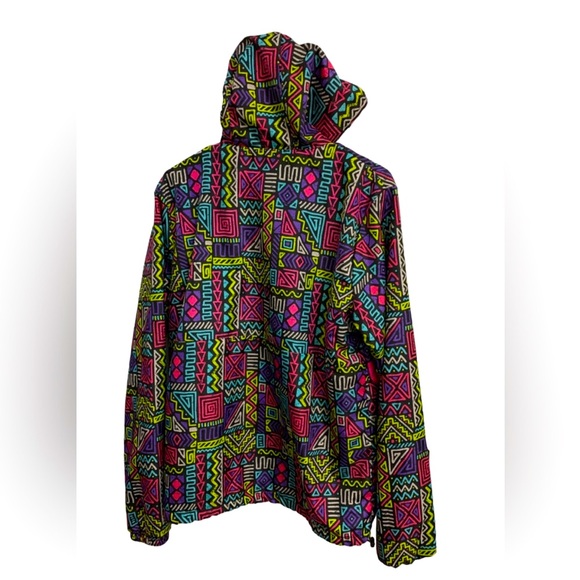 Colorful Windbreaker Jacket Half Zip Black Jack 1999 USA popover hood Retro 90s - Picture 2 of 8